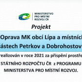 Oprava MK obcí Lípa a místních částech Petrkov a Dobrohostov 1
